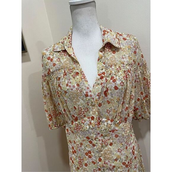 Free People Bonnie Mini Dress in Tea Combo Size L - Picture 5 of 9